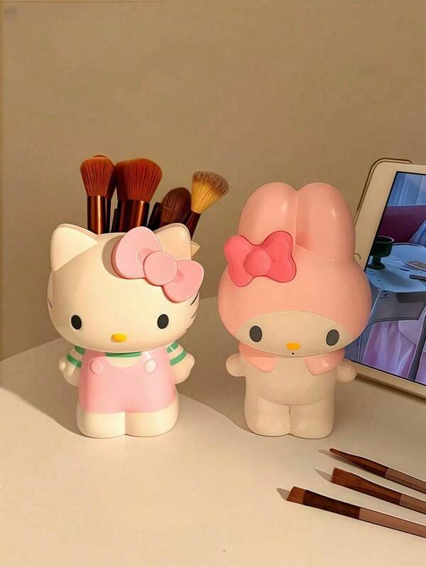 Sanrio Sanrio Pink Cute Makeup Brush Holder, Children's Stationery Pen Holder, Flower Vase Decor, Office Desk Organizer, School Supplies, Back To School Gift