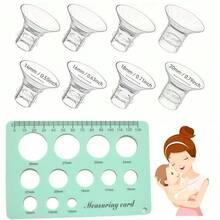 8 delar flänsstorlekskit 14/16/18/20 mm för 24 mm fläns/skydd för de flesta pumpar, silikonflänsinsats för Momcozy/Spectra/Bellababy bröstpumpar, amningsviktigt pumpkit för mammor (med bröstvårtmåttlinjal) - Genomskinlig - Visa 1
