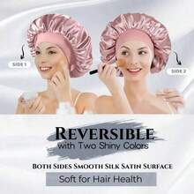 1pc Mulberry Silk Sleep Cap, Satin Hair Wrap, Soft Elastic Waist Mulberry Silk Pajamas, Silk Hair Turban Suitable For Curly Hair  Home Bathroom Decor Fall Decor Back To School - 皮粉色 - 查看 4