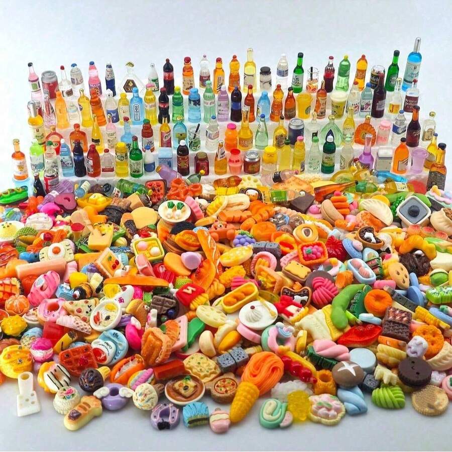 10pcs/40pcs/Mini Food Toys Mixed Style Resin Food Dolls Kitchen Pretend Play Mini Food Dolls Diy Accessories For Adults And Teens - Random Styles