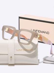 LINFEMAND Fashion Square Frame Lightweight Decorative Non-Prescription Glasses, Metal Hinges, Suitable For Daily Wear, Business, Holiday Gifts - Clear - View 16