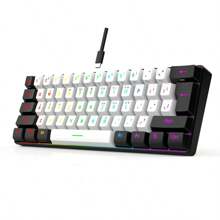 1pc 61-Key Wired White/Black Keyboard RGB Backlight, Gaming & Office Set, Suitable For Home, Office, And Game
