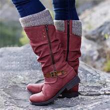 Women Over-The-Knee Boots - Red - View 1
