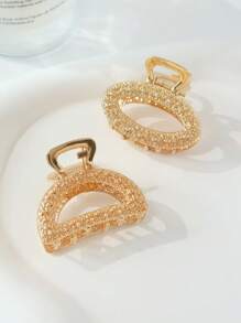 2pcs Women's Fashion Simple Casual Versatile Small Golden Rectangle Semi-Circle Metal Hair Clips Fashion Hair Accessories Beauty Claw Clips Casual Hair Claw Fall Winter For Vacation Outfits Woman