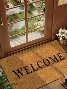 1 件简单的“欢迎”字母图案入口垫，极简主义短毛绒速干防滑可洗门垫，家居装饰，软装饰，适用于厨房、浴室、餐厅、入口、派对、聚会、新年、四季、庭院装饰 - 黃色 - 查看 1