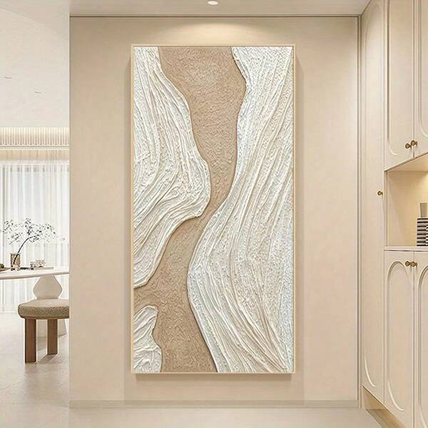 1 Stück Leinwandgemälde - Moderner minimalistischer beige und weißer abstrakter Wandkunst für Wohnzimmer, Schlafzimmer, Esszimmer oder Bürodekoration, Leinwandkunst, ohne Rahmen