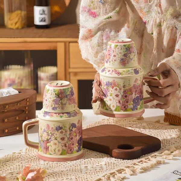 Ceramic Tea & Coffee Pot Set - 1 Cup & 1 Pot For Home & Office, Perfect For Afternoon Tea, Elegant Porcelain Serveware