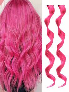 20inch Kids' Colored Curly Hair Extensions, One-Piece Seamless Invisible Clip-In Hair Extension For Adorable And Sweet Look - Multicolor - View 19