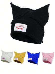 Gorro de Malha Sem Aba Colorido Sólido, Versátil e Fofo, Acessório de Primavera/Outono para Homens e Mulheres