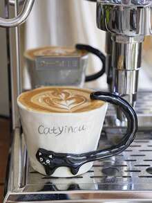 1 件复古手工釉面可爱 3D 猫陶瓷杯、咖啡杯、家用水杯、拿铁艺术杯、情侣礼物 - 彩色 - 查看 7