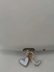 1pc White Heart-Shaped Phone Dust Plug, 26 Alphabet Dust Plug For Charging Port, DIY Phone Decor Suitable For Lightning (5-14) / Type-C