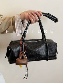 1pc Fashion Women's Underarm Shoulder Bag With Pendant, Suitable For Daily Outing, Dating, Commuting - Black - View 3