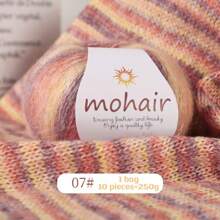250g/Packung, 10 Stücke Farbverlauf Mohair Garn Kugeln, Zebra gestreifter Stil, DIY Strickmaterial für modische Hohlpullover, Schals, Mützen, Schals