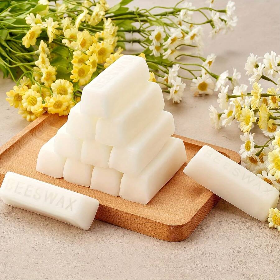 8 块白色纯蜂蜡块 - 高品质蜡模材料，适用于 DIY 工艺品、蜡烛制作和手工护肤品，无需电源，工艺用品，传统工艺，自然外观 - 白色 - 查看 1