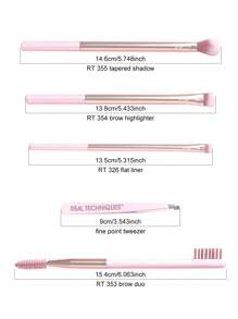 Real Techniques For Women - 5 Pc Naturally Beautiful Eye Set Tapered Shadow Brush - 355, Brow Highlighter Brush - 354, Flat Liner Brush - 326, Brow Duo Brush - 353, Fine Point Tweezer,Brush Set,Makeup Brush Kit,Make Up Brush Set,Make Up Set Complete,Makeup Brush Set,Complete Makeup Kit,Brush Kit,Brushes Makeup Set,Makeup Gift Set - Baby Pink - View 10