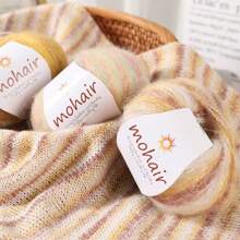 250g/Packung, 10 Stücke Farbverlauf Mohair Garn Kugeln, Zebra gestreifter Stil, DIY Strickmaterial für modische Hohlpullover, Schals, Mützen, Schals