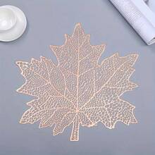 1/2/4/6/8/12pcs Hollow Maple Leaf Gold Foil Placemats, Asymmetrical Shape Dining Table Mats, Hotel Heat Insulation Bowl Pad, Coasters For Afternoon Tea