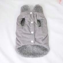 1pc Dog Fleece Vest With Bowknot, Warm Padded Collar Jacket For Cats & Dogs, Autumn/Winter - Grey - View 5