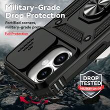 1 件多功能镜头全覆盖保护滑盖车载支架防震军用手机壳兼容 17/16/15/14/13/12/11/X/7/6... S25/S24/S23/S22/S21/S20... - 黑色 - 查看 5