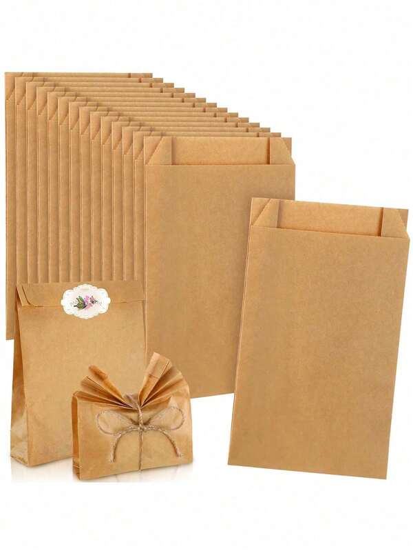 50/100pcs-Kraft Paper Party Favor Bags Pastel Paper Gift Bags, Kraft Bags Party Favor Bags, Small Gift Bags Kraft Paper Bag, Kraft Gift Bag High-Quality Reusable Gift Bags For Halloween Party, Family Gathering Birthdays, Weddings & Small Business Supplies
