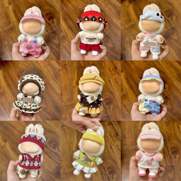 1 Set 17 Cm Doll Clothing Set (No Doll, Shoes, Glasses), Compatible With Labubu,Clothing Set Suitable For 6.7-Inch Doll Set, Fashionable And Unique Hat And Clothing Accessories, Suitable For First/Second/Third Generation Dolls To Play And Display ,Clothing Set Only,(Excluding Dolls And Shoes)