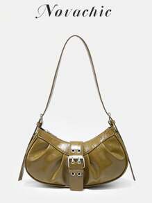 休闲百搭拉链开合女士单肩包，通勤风格