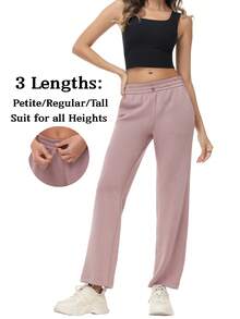 Women's Petite/Regular/Tall 3 Lengths Soft Rayon Sweatpants Breathable Pants With Adjustable Shockcord  Casual With Available Inseam - Màu Hồng baby - Xem 7