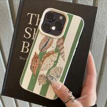 1pc Vintage Seashell & Star Striped Pattern TPU Phone Case, Compatible With Iphone - White - View 3