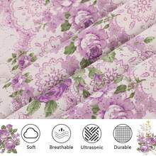 Twin/Full/Queen/King Quilt Set, 3 Piece Floral Bedding Set Microfiber Bedspread Coverlets For Beds - 紫色幸運花 - 查看 6