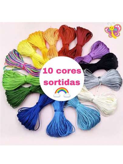 Kit de fio de seda com 10 cores sortidas cada uma com 4 metros no total tem 40 metros de fio