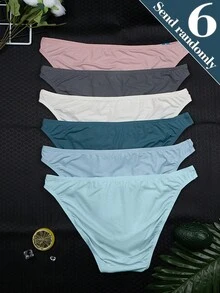 6pcs/Pack Men's Casual Breathable Soft Solid Color Briefs, Summer Underwear