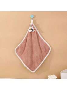 Toalla de mano navideña con diseño de dibujos animados - Suave y absorbente de felpa de coral con ojal para colgar, adecuada para decoración de baño y regalos, decoración navideña