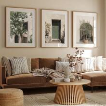 Juego de 3 impresiones en lienzo de paisaje urbano minimalista moderno de Italia - Arte de pared sin marco con olivo verde, perfecto para la decoración de la sala de estar, el dormitorio y la oficina en el hogar, 50 x 70 cm