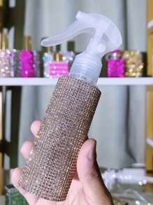 1个200毫升镶钻喷雾瓶，奢华闪亮风格，简约圆柱形，适用于化妆品、家居清洁、头发护理、消毒、浇花等。