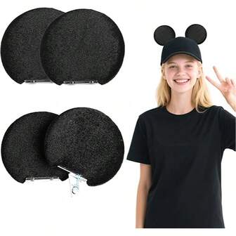 Magnetic Mouse Ears For Hats, Removable Magnet Ear For Cap, Magnetic Mouse Ears For Baseball Caps, Trucker Hats, Hoodies, Detachable Ear Clips, Lightweight Velvet, Hat Accessories Decor Gift For Families In Theme Parks, Parties & Halloween, Christmas, Cosplay Props