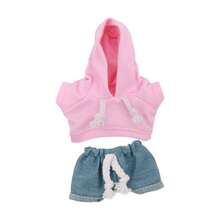Le tenue 2 pièces comprend un haut à capuche et un short en jean. Le design à cordon de serrage sur le sweat-shirt à capuche et le short ajoute une touche mignonne, convenant aux poupées de 14 cm à 17 cm de taille. L'habillage, la collection et le style de poupée sont des combinaisons courantes, créant un look jeune et décontracté. (Poupées non incluses) - Multicolore - Voir 16