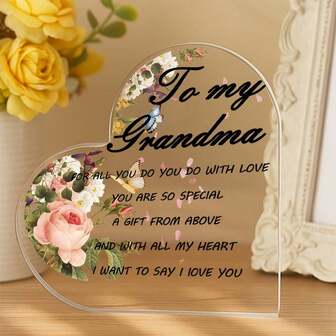 Einzigartige Tischdekorationen als Geschenk für Oma - Herzförmige Acryl Dekoration für Zuhause, Büro, Schreibtisch, Wohnzimmer, Schlafzimmer und Küche - ideal für Geburtstage, Muttertag und besondere Anlässe