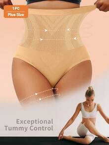Plus Size Women Shapewear Slimming Pants, High Waist Seamless Shaping Tummy Control Leggings - Apricot - View 7
