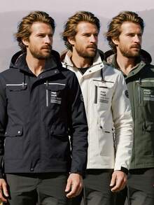 Men's Hooded Jacket - Multi-Pocket, Outdoor Hiking Jacket With Adjustable Hood, Streetwear For Spring And Autumn Travel - Black - View 8