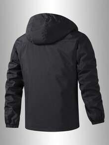 Men's Hooded Jacket - Multi-Pocket, Outdoor Hiking Jacket With Adjustable Hood, Streetwear For Spring And Autumn Travel - Black - View 4