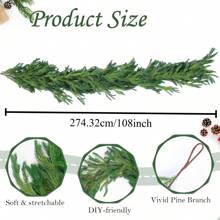 4FT/5FT/6FT Artificial Norfolk Pine Wreath - Natural Soft Rubber Touch, DIY Wreath, Realistic Faux Pine Needle Vine, Home & Living/Home Decor/Wedding/Kitchen & Dining/Tabletop Decor Artificial Plants/Events & Party/Faux Decor/Faux Fireplace Mantel Wreath, Table, Arch, Kitchen, Bathroom, Display Window, Hallway