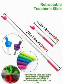 1pc Adjustable Teacher Pointer, Colorful Finger Pointer, Finger Pointer, Reading And Classroom Extension Supplies - Multicolor - View 4