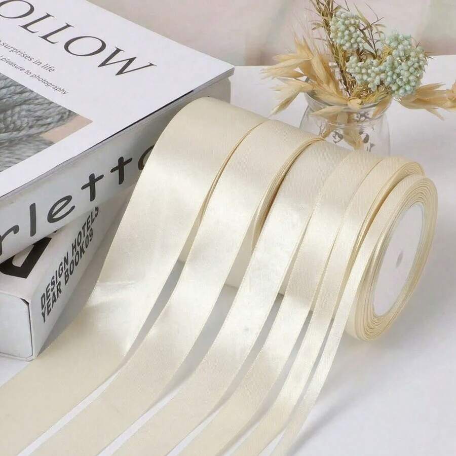 1 لفة شريط ساتان بوليستر للصناديق الهدايا وصناديق الحلوى وصناديق الكيك والزهور الزخرفية (صبغة آلية، انحراف لوني بسيط)