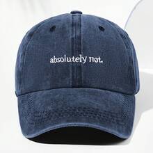 Unisex "Absolutely Not" Embroidered Vintage Washed Baseball Cap - Adjustable Lightweight Trucker Hat For Men & Women, All-Season Outdoor Casual Sun Hat With Fantasy Theme Design, Durable Headwear - 藏蓝色 - 查看 2