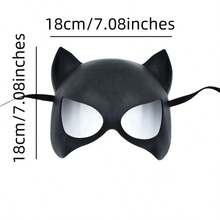 可爱的黑色半脸猫耳套，配有可调节带子 - 轻巧舒适，适合派对、角色扮演、主题派对装饰、奇幻设计、高品质工艺、节日礼物、生日礼物