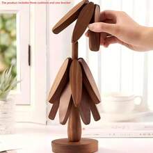 1 Set Of 3 Wooden Heat-Resistant Cup Coasters With Base, Creative Artwork For Dining Table, Decorations For Christmas, Housewarming, Wedding Or Religious Festivals - Multicolor - View 14