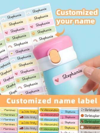 1~220pcs Custom Name Sticker, Cartoon Small Fresh Cute Waterproof Modern School Supplies Label, Back To School, School Supplies, Paper Name, Category Sticker, Number Category, Customized Waterproof Name Labels For School Supplies, Personalized Stickers For Water Bottles, Lunch Boxes, And Personal Items, Multi-Functional, Ornamental,Reusable,Exquisite,Stylish,High-Quality,Colorful,Modern,Custom,Personalized,Unique,Ideal Gifts For Him,Ideal Gifts For Her,Boyfriend,Dad,Girlfriend,Mom,Family,Friends,Tea Room,Home,Garden,Office,For Anniversaries,For Valentine's Day,For Mother's Day,For Birthdays,For Father's Day,For Graduation,For Weddings,For Housewarming,Warm Ambience, Autumn Home Refresh, Xmas Decoration,Home Harmony