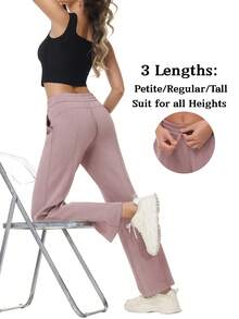 Women's Petite/Regular/Tall 3 Lengths Soft Rayon Sweatpants Breathable Pants With Adjustable Shockcord  Casual With Available Inseam - Màu Hồng baby - Xem 1