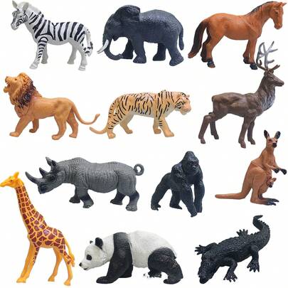 قطعة واحدة من نماذج الحيوانات الواقعية، زرافة صلبة برية، فيل، وحيد القرن، دب بني، نمر، أسد، مناسبة للحديقة الحيوانية، ديكور المنزل، ديكور المكتب، هدية الحفلات