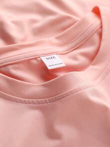 女童休闲舒适黑熊图案T恤，可爱时尚日常穿着 - 粉色 - 查看 3